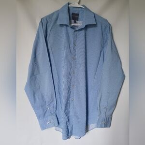 Madison Men Slim Fit Long Sleeve Shirt Size L 16-16 1/2 Color Blue White Pattern